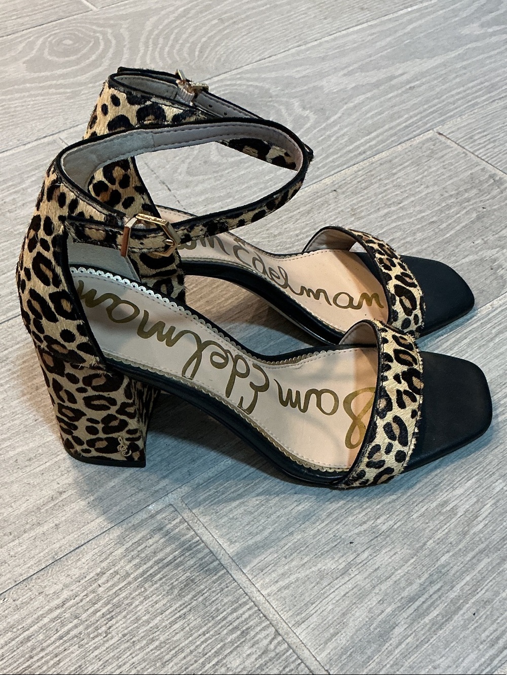 Sam Edelman Daniella Leopard Print Ankle-Strap Block Heels Women’s Sz 8M - Picture 4 of 8